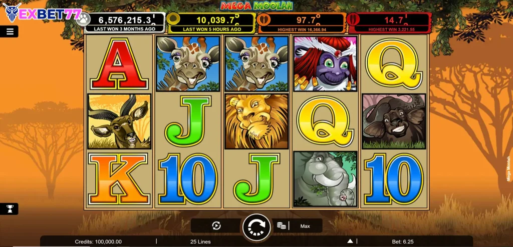 tampilan layar Mega Moolah